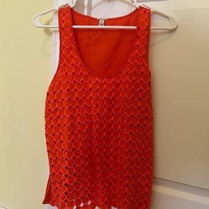 J. Crew Women’s Dot Tank Top, Size Medium, in Orange/Red